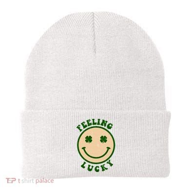 Shamrock Feeling Lucky Retro Smiley Beanie