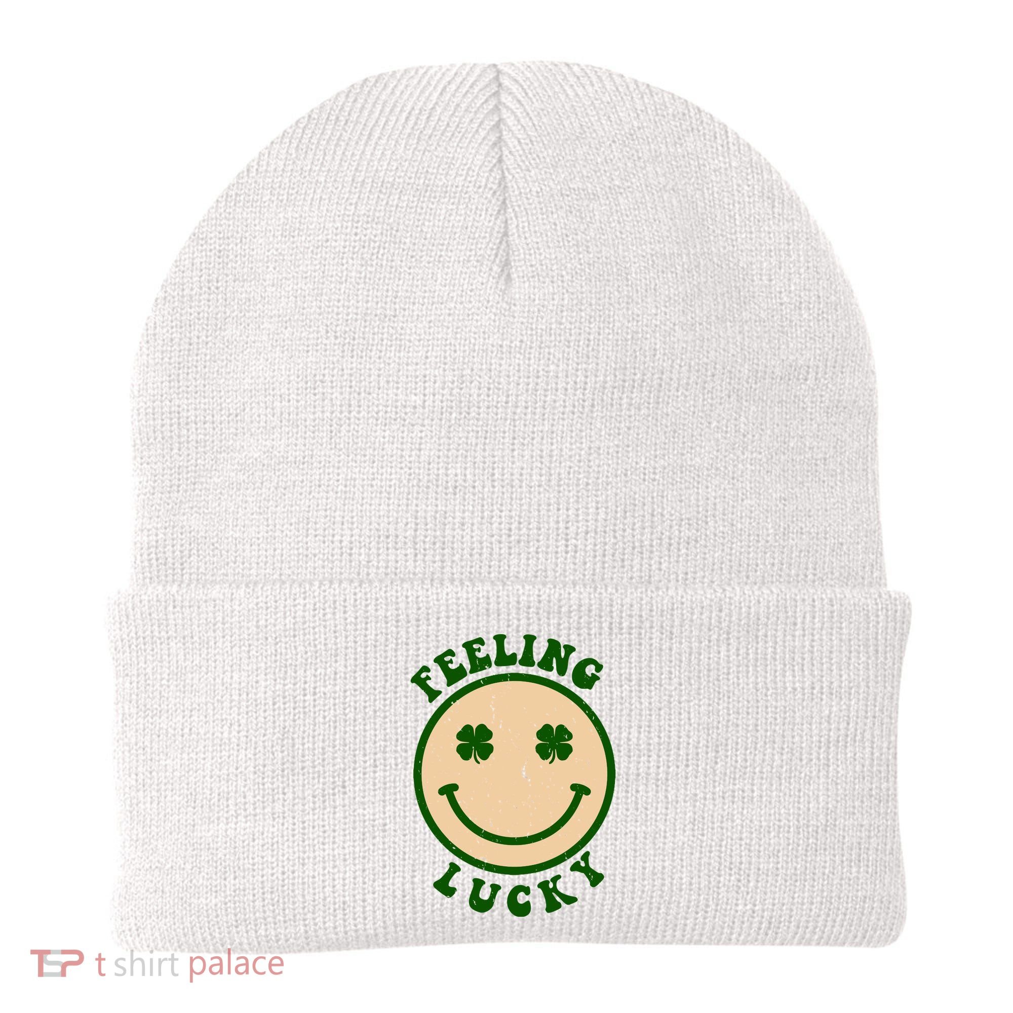 Shamrock Feeling Lucky Retro Smiley Beanie