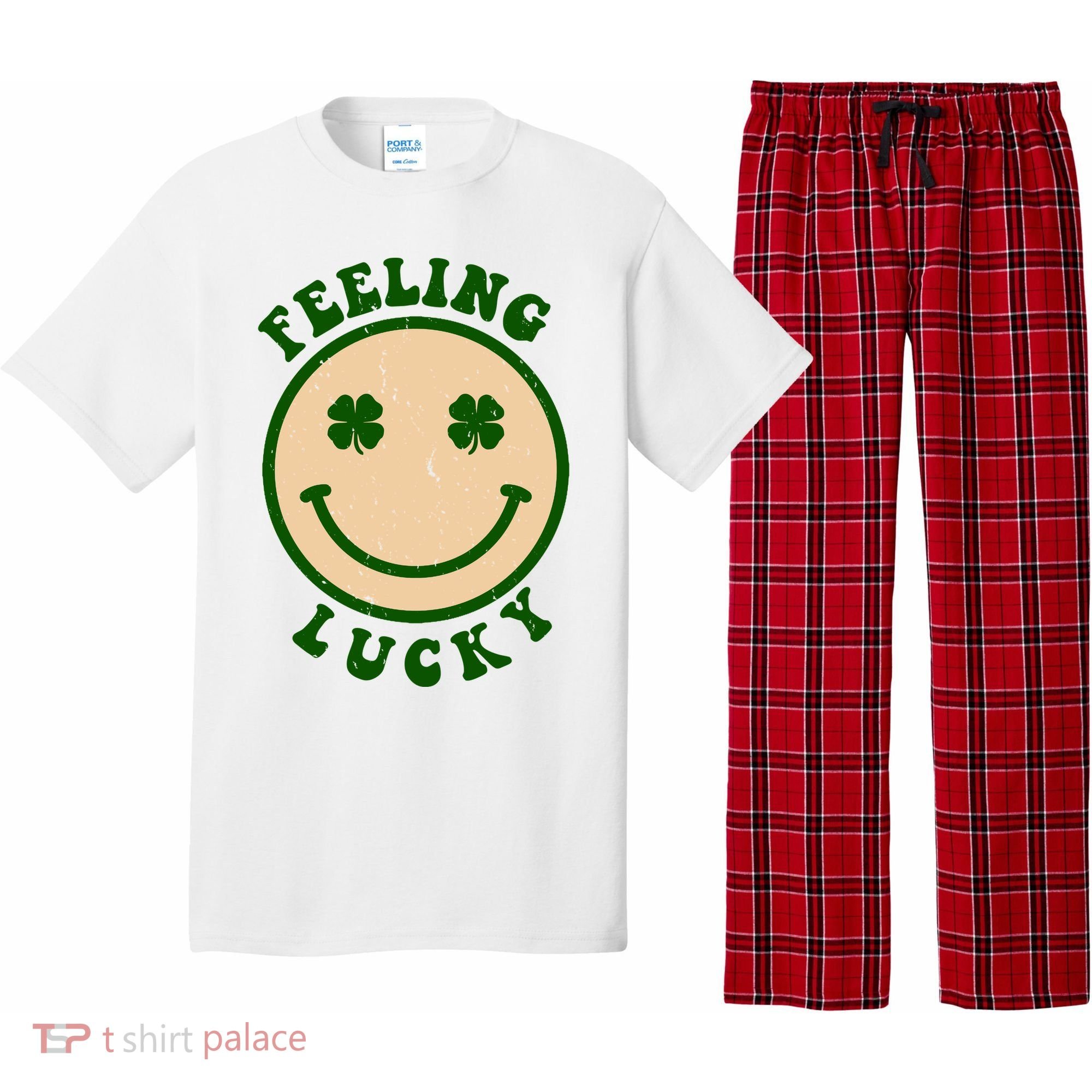 Shamrock Feeling Lucky Retro Smiley Pajama Set