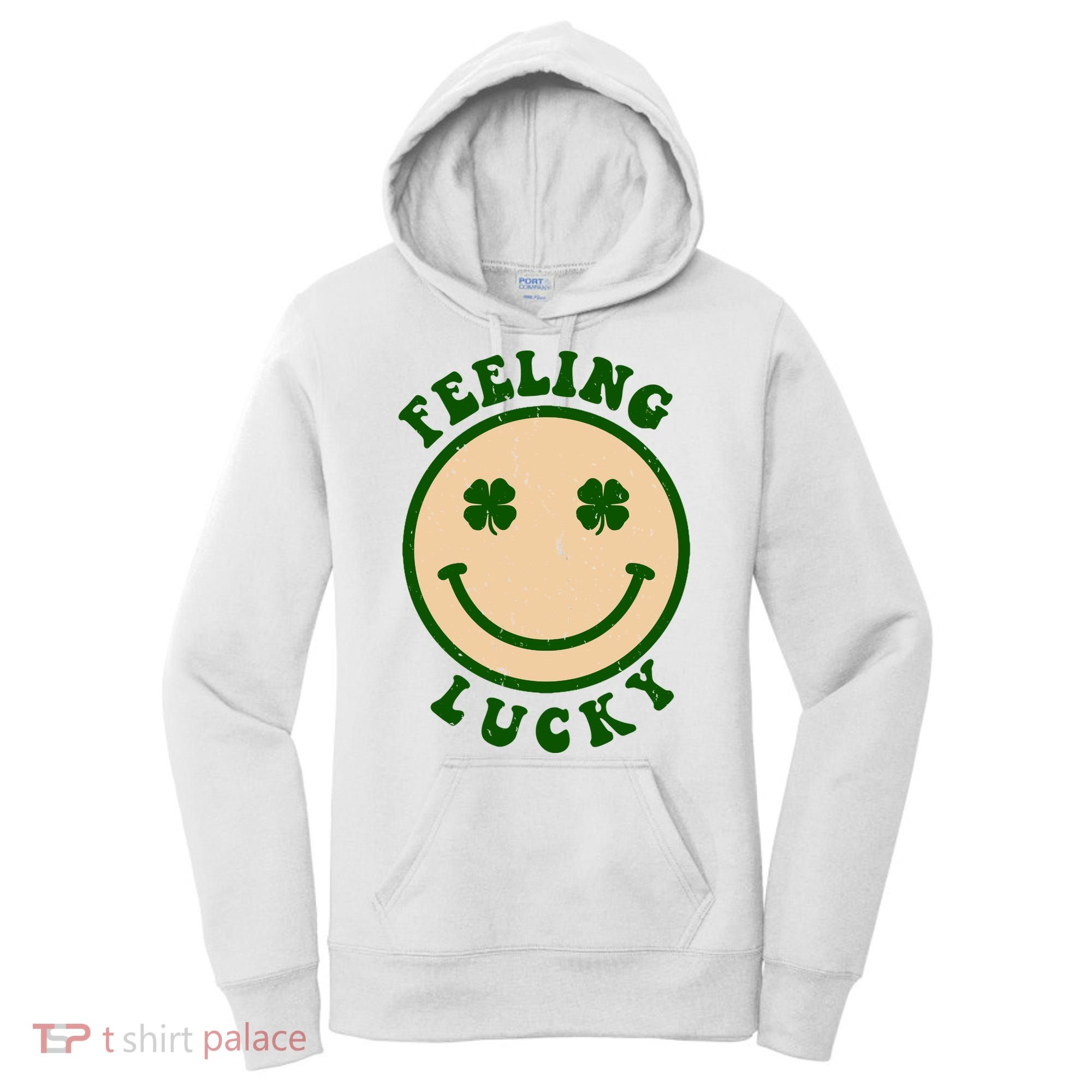 Shamrock Feeling Lucky Retro Smiley Women's Hoodie