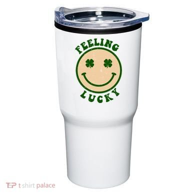 Shamrock Feeling Lucky Retro Smiley Tumbler