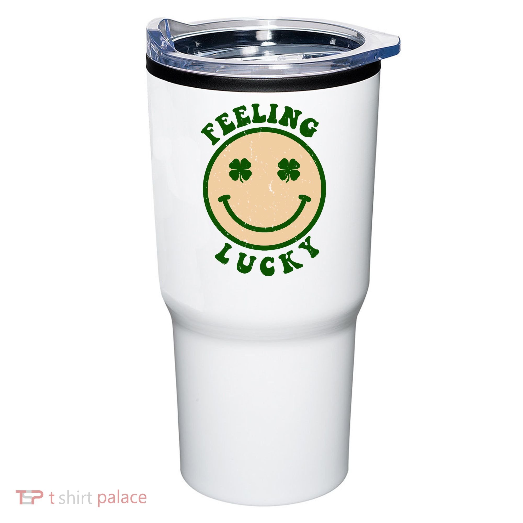 Shamrock Feeling Lucky Retro Smiley Tumbler