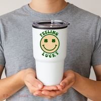 Shamrock Feeling Lucky Retro Smiley Tumbler thumb 2