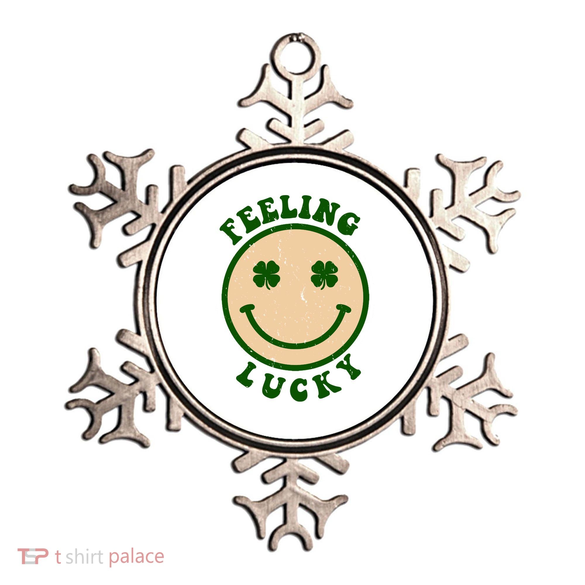 Shamrock Feeling Lucky Retro Smiley Ornament