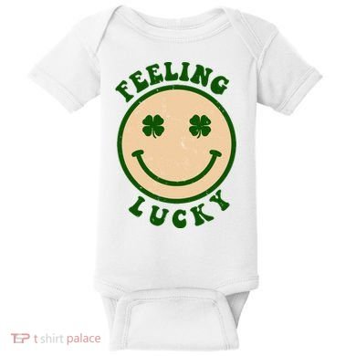 Shamrock Feeling Lucky Retro Smiley Baby Bodysuit