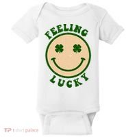 Shamrock Feeling Lucky Retro Smiley Baby Bodysuit thumb 0