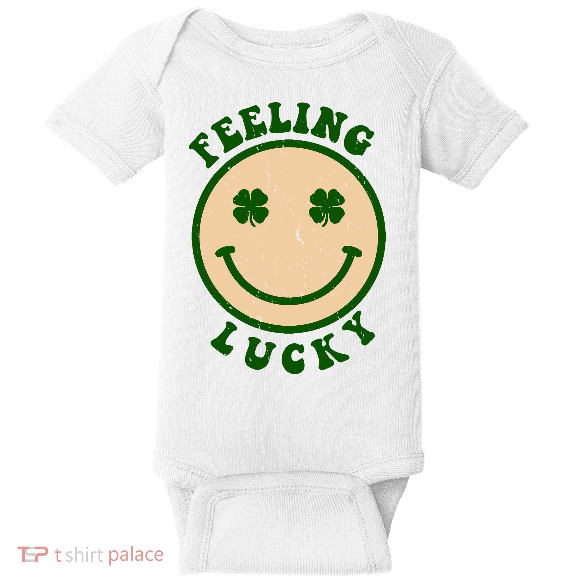 Shamrock Feeling Lucky Retro Smiley Baby Bodysuit