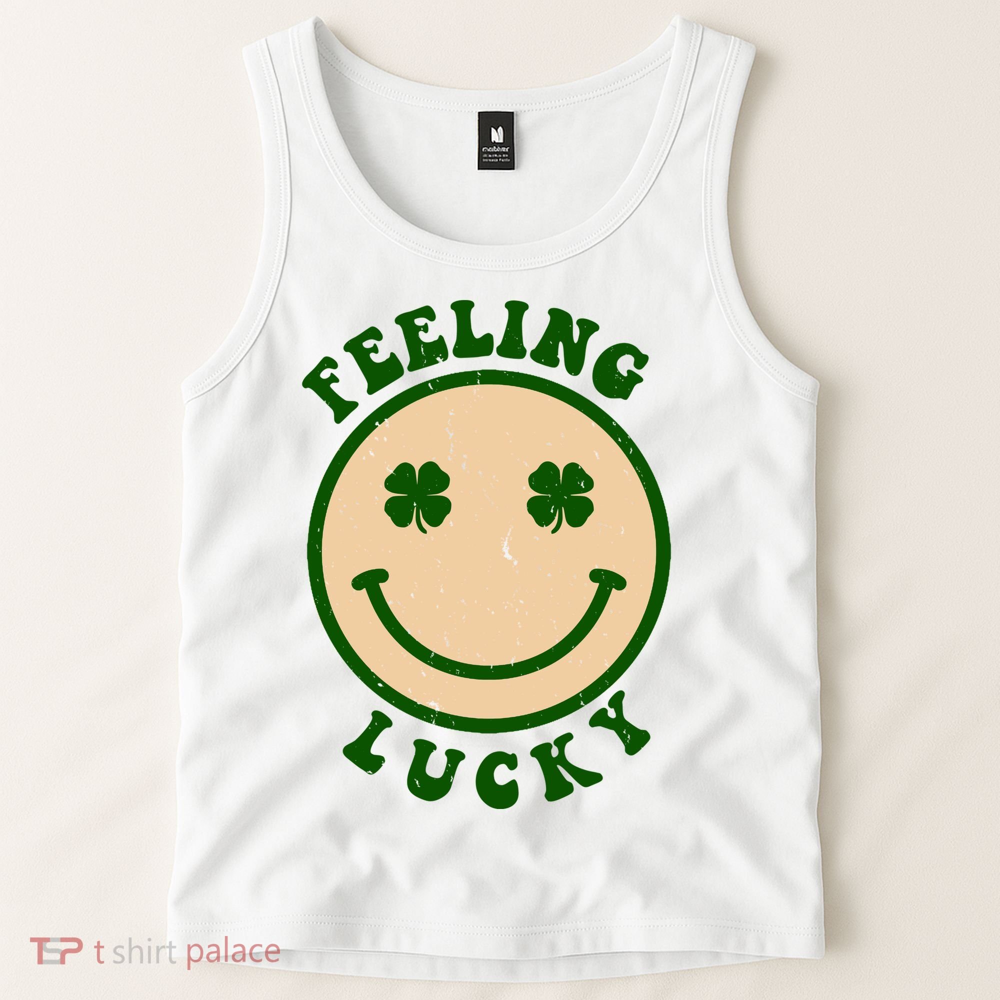 Shamrock Feeling Lucky Retro Smiley Tank Top