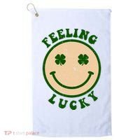 Shamrock Feeling Lucky Retro Smiley Golf Towel thumb 0