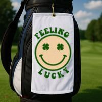 Shamrock Feeling Lucky Retro Smiley Golf Towel thumb 2