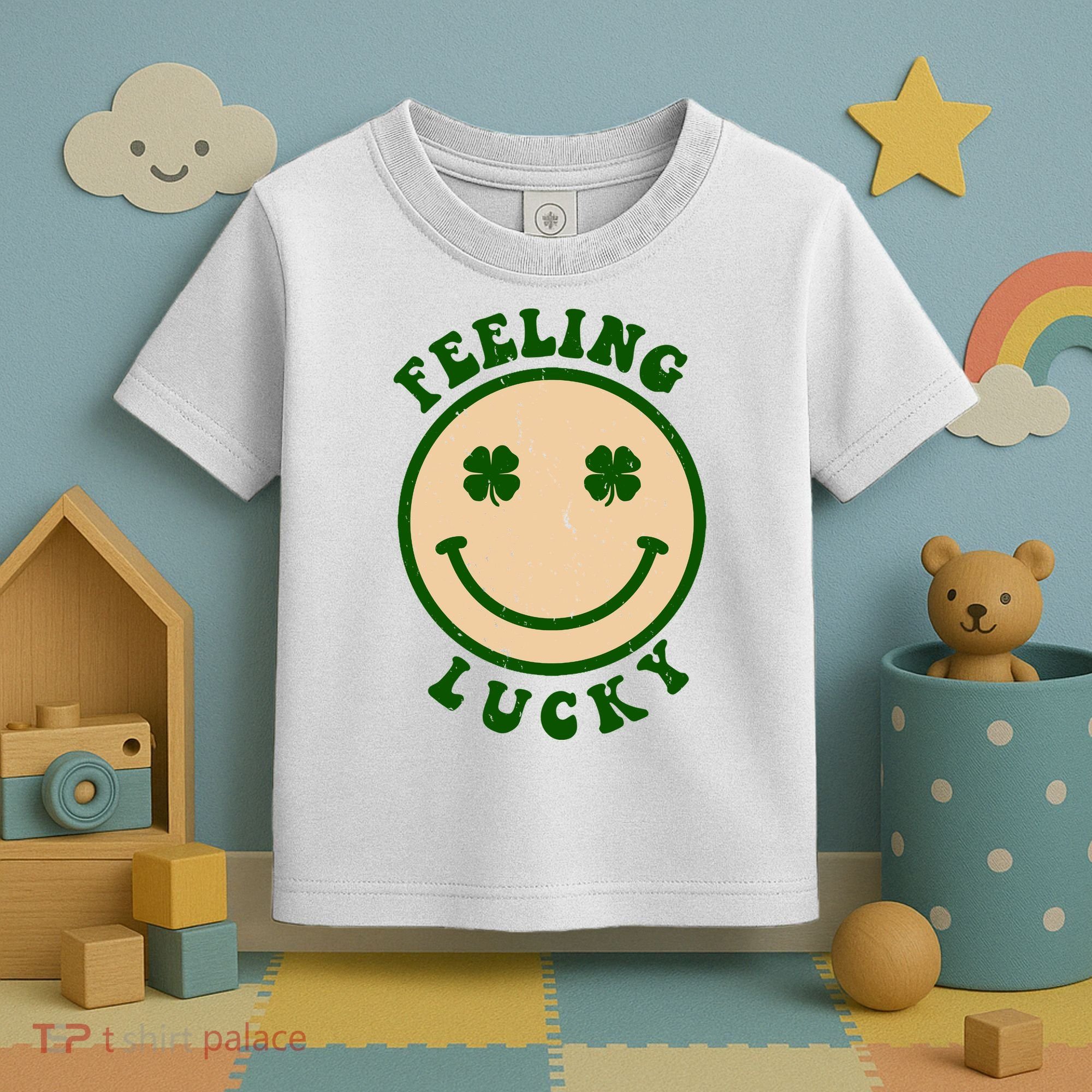 Shamrock Feeling Lucky Retro Smiley Toddler T-Shirt