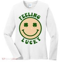 Shamrock Feeling Lucky Retro Smiley Women's Long Sleeve Shirt thumb 0