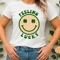 Shamrock Feeling Lucky Retro Smiley Women's T-Shirt thumb 2