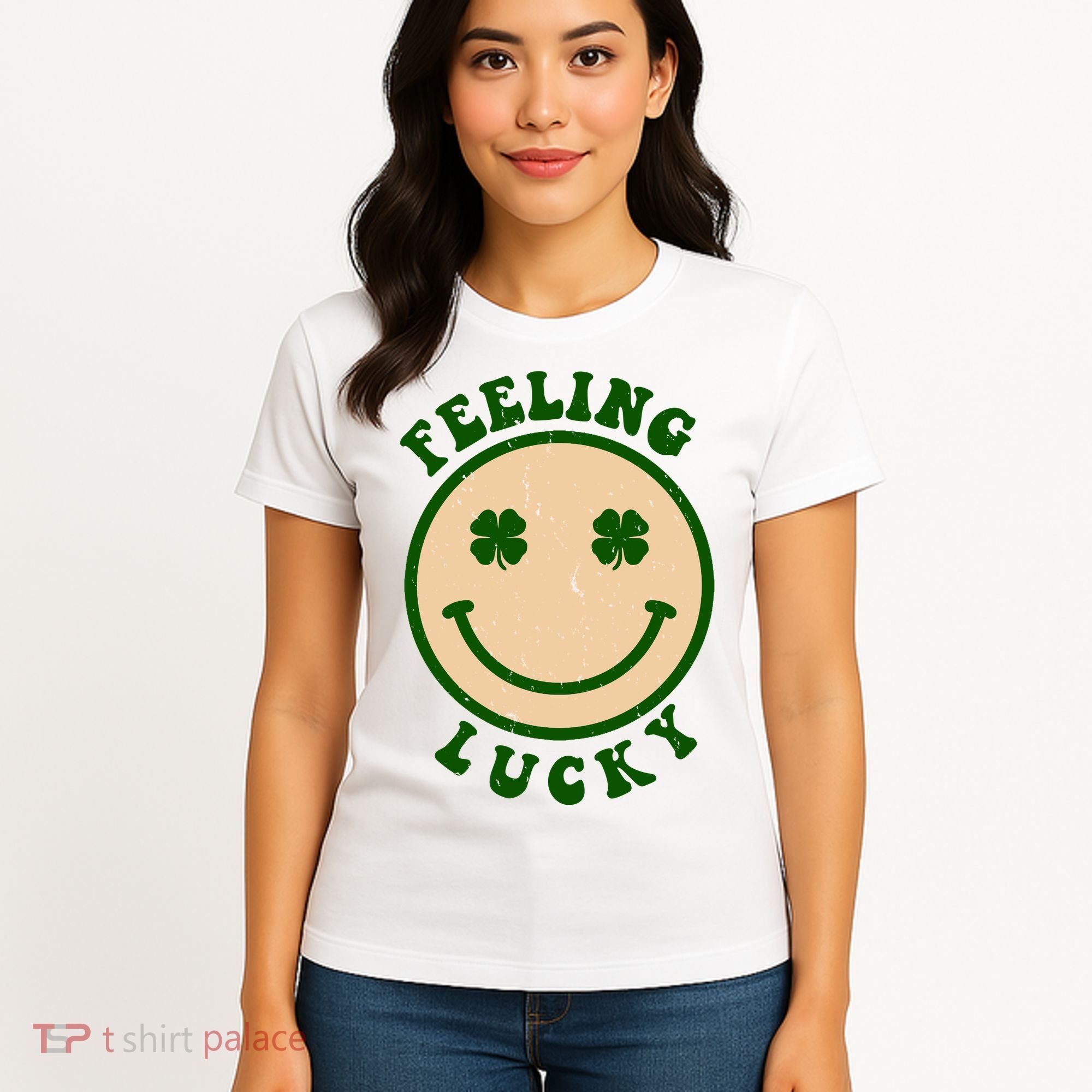 Shamrock Feeling Lucky Retro Smiley Women's T-Shirt