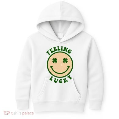 Shamrock Feeling Lucky Retro Smiley Kids Hoodie
