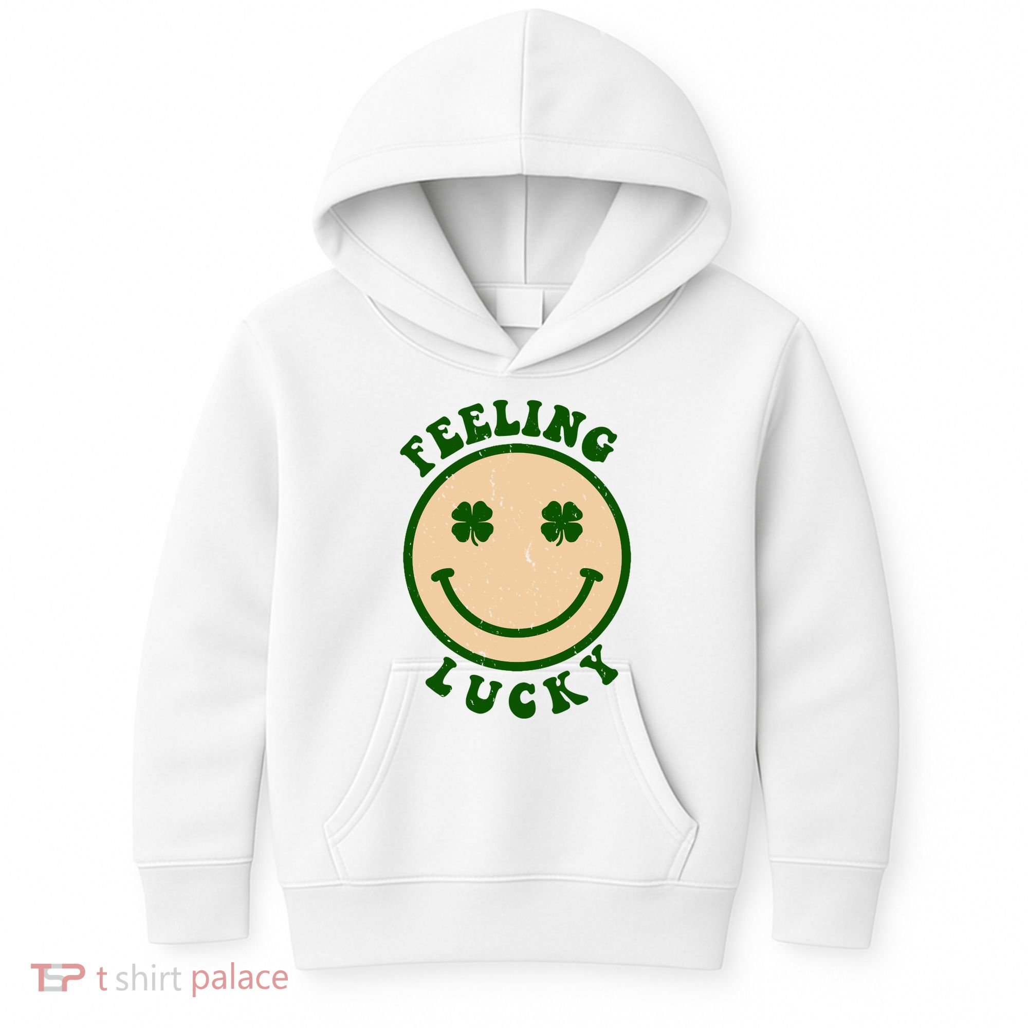 Shamrock Feeling Lucky Retro Smiley Kids Hoodie
