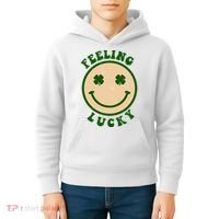 Shamrock Feeling Lucky Retro Smiley Kids Hoodie thumb 4