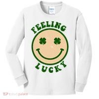 Shamrock Feeling Lucky Retro Smiley Kids Long Sleeve Shirt thumb 0