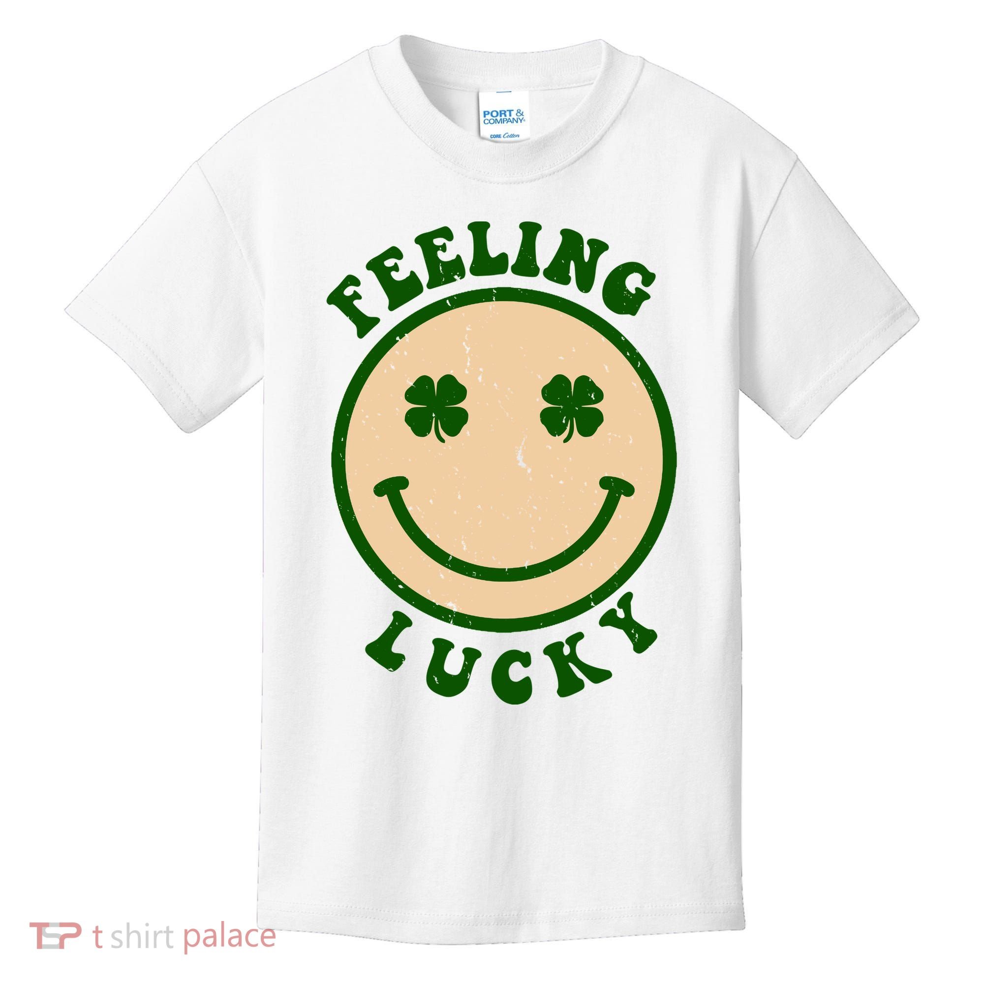 Shamrock Feeling Lucky Retro Smiley Kids T-Shirt