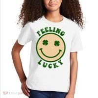 Shamrock Feeling Lucky Retro Smiley Kids T-Shirt thumb 2