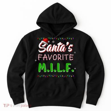SantaS Favorite Milf Christmas Santa Hat Light Hoodie