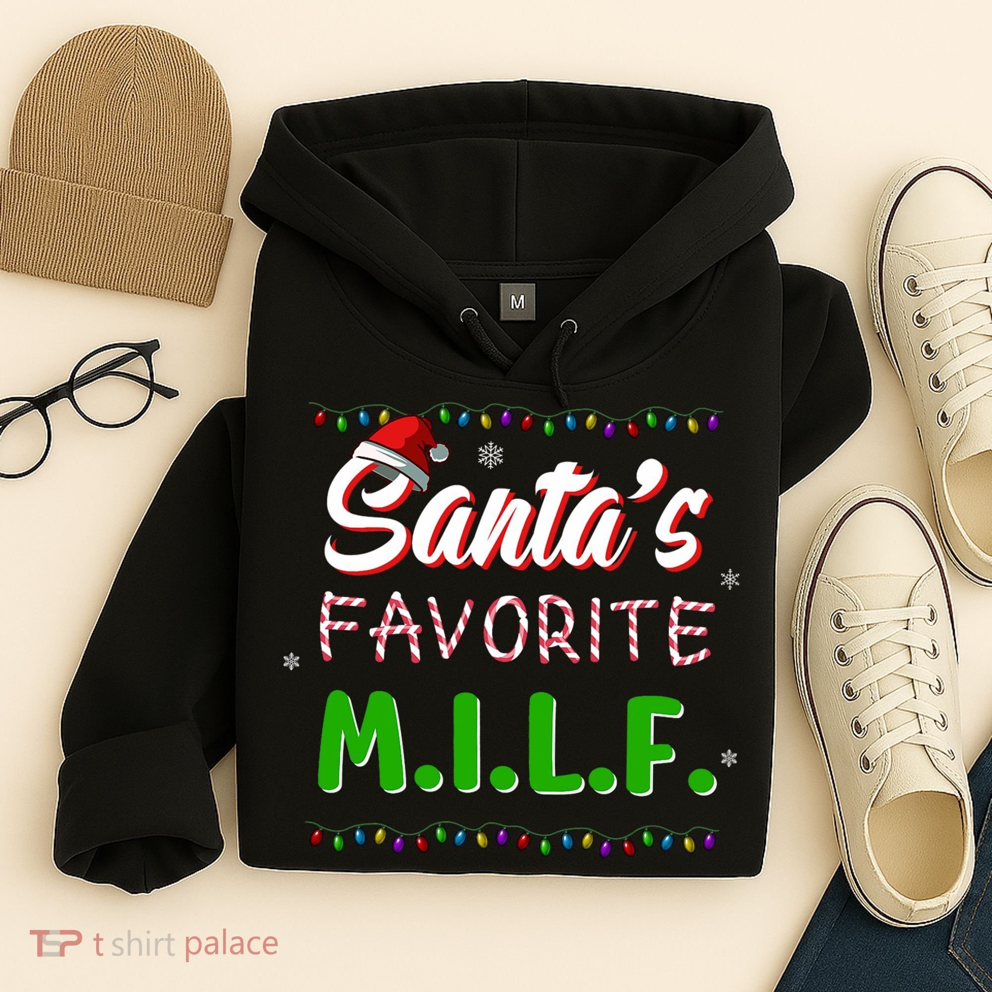 SantaS Favorite Milf Christmas Santa Hat Light Hoodie