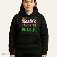 SantaS Favorite Milf Christmas Santa Hat Light Hoodie thumb 5