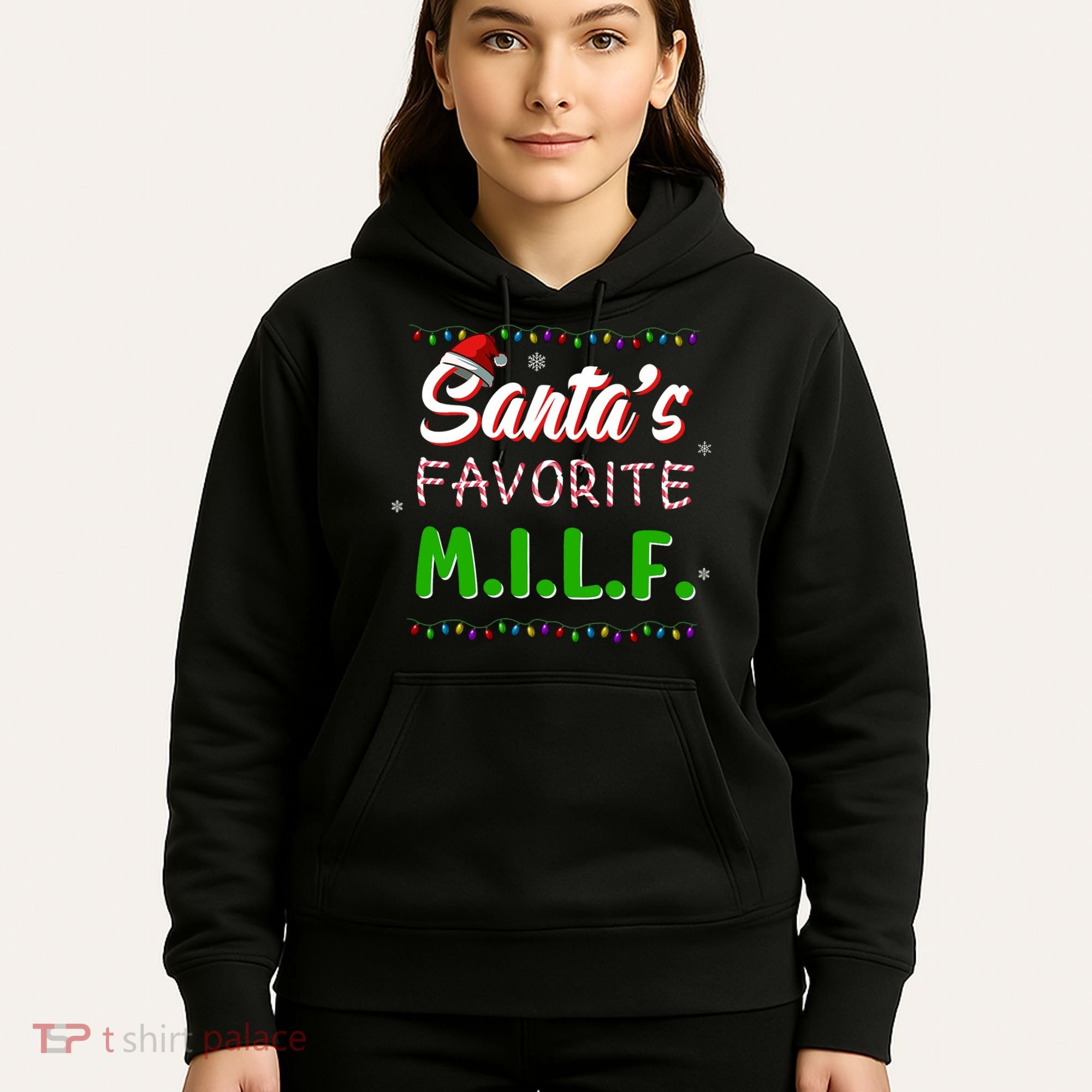 SantaS Favorite Milf Christmas Santa Hat Light Hoodie