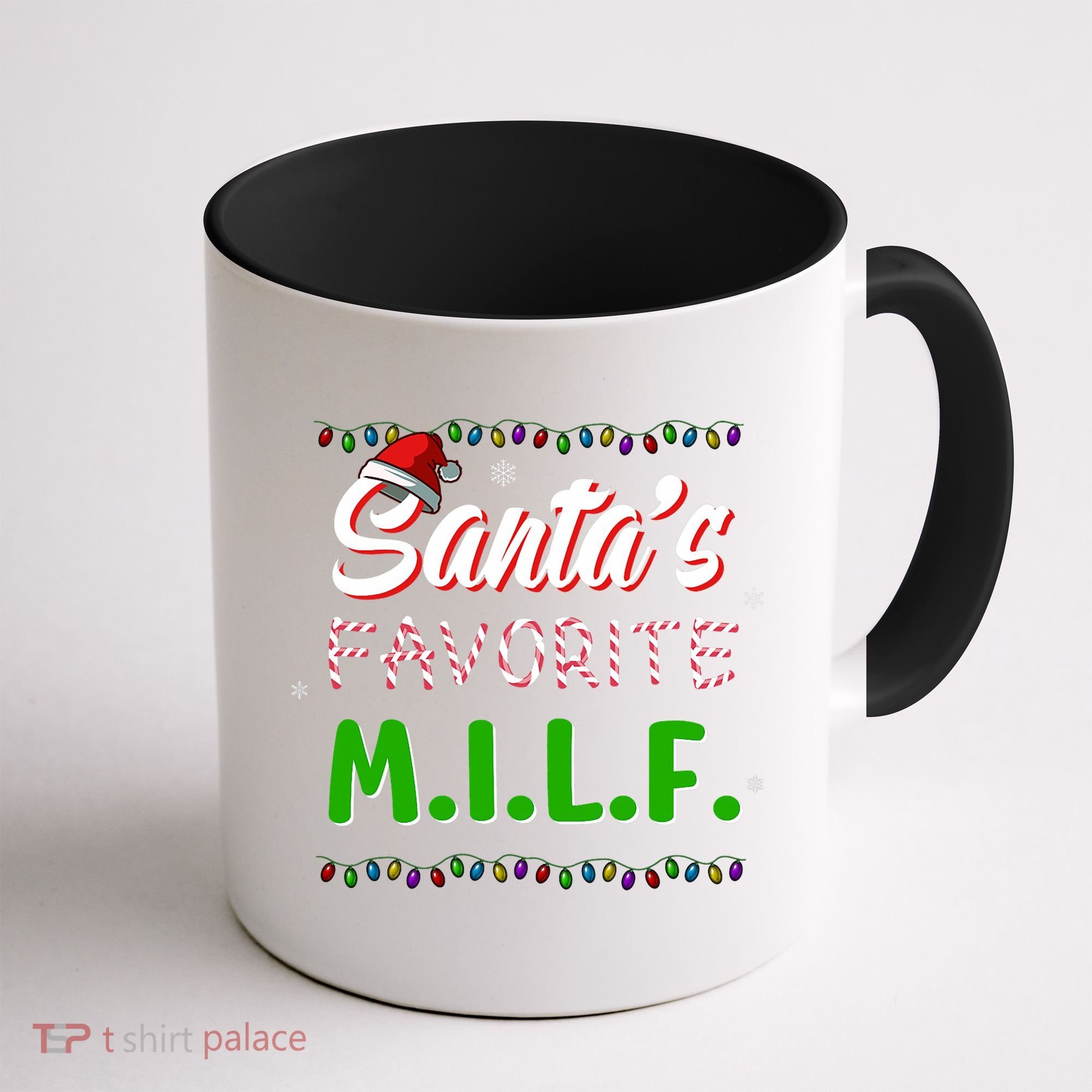 SantaS Favorite Milf Christmas Santa Hat Light Coffee Mug