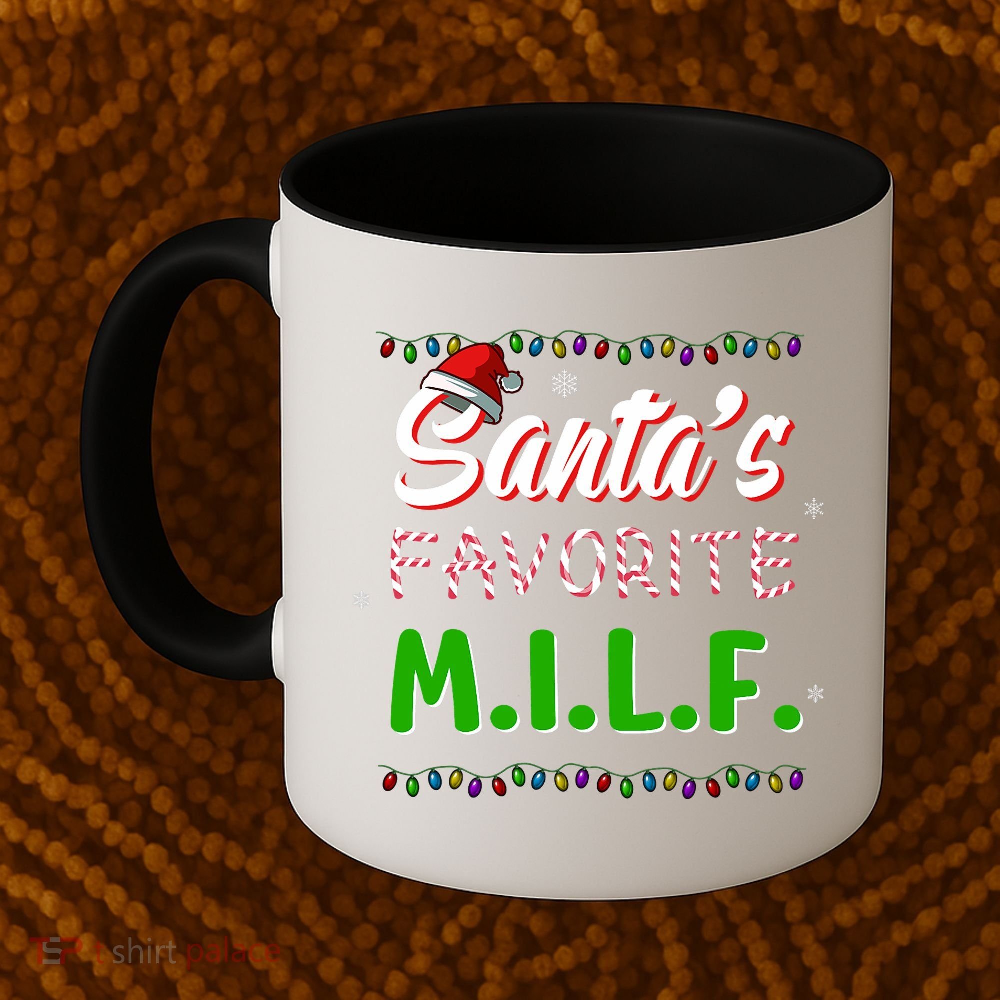 SantaS Favorite Milf Christmas Santa Hat Light Coffee Mug