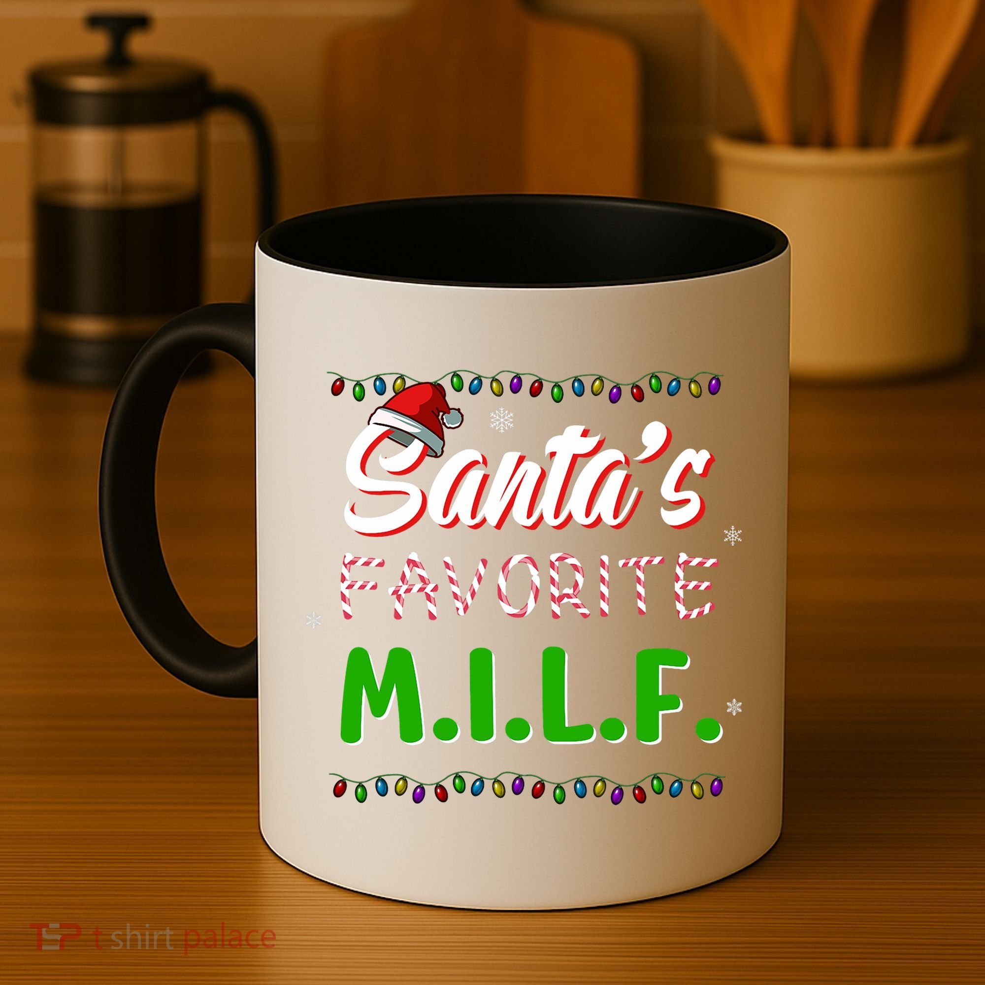 SantaS Favorite Milf Christmas Santa Hat Light Coffee Mug