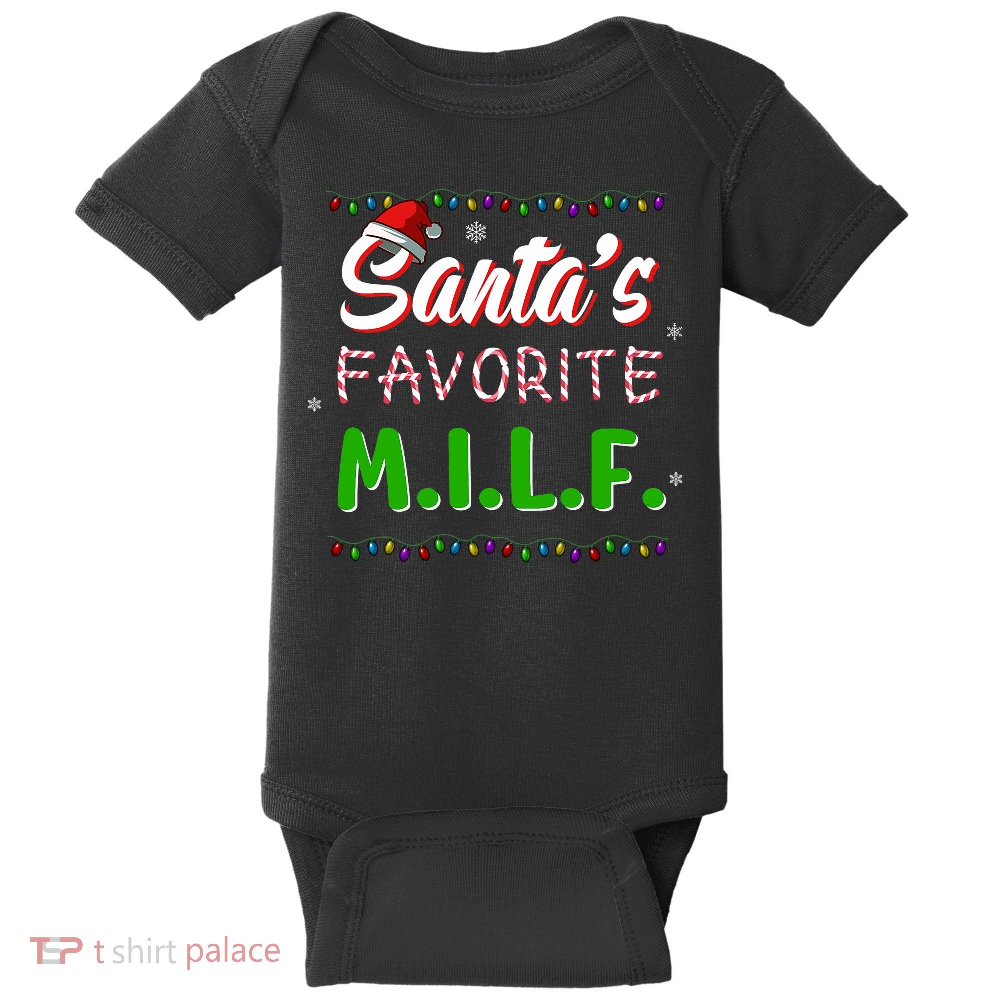 SantaS Favorite Milf Christmas Santa Hat Light Baby Bodysuit