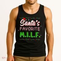 SantaS Favorite Milf Christmas Santa Hat Light Tank Top thumb 3