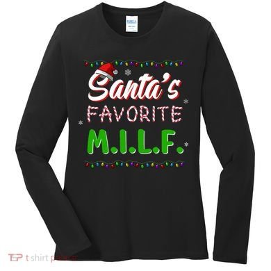 SantaS Favorite Milf Christmas Santa Hat Light Women's Long Sleeve Shirt