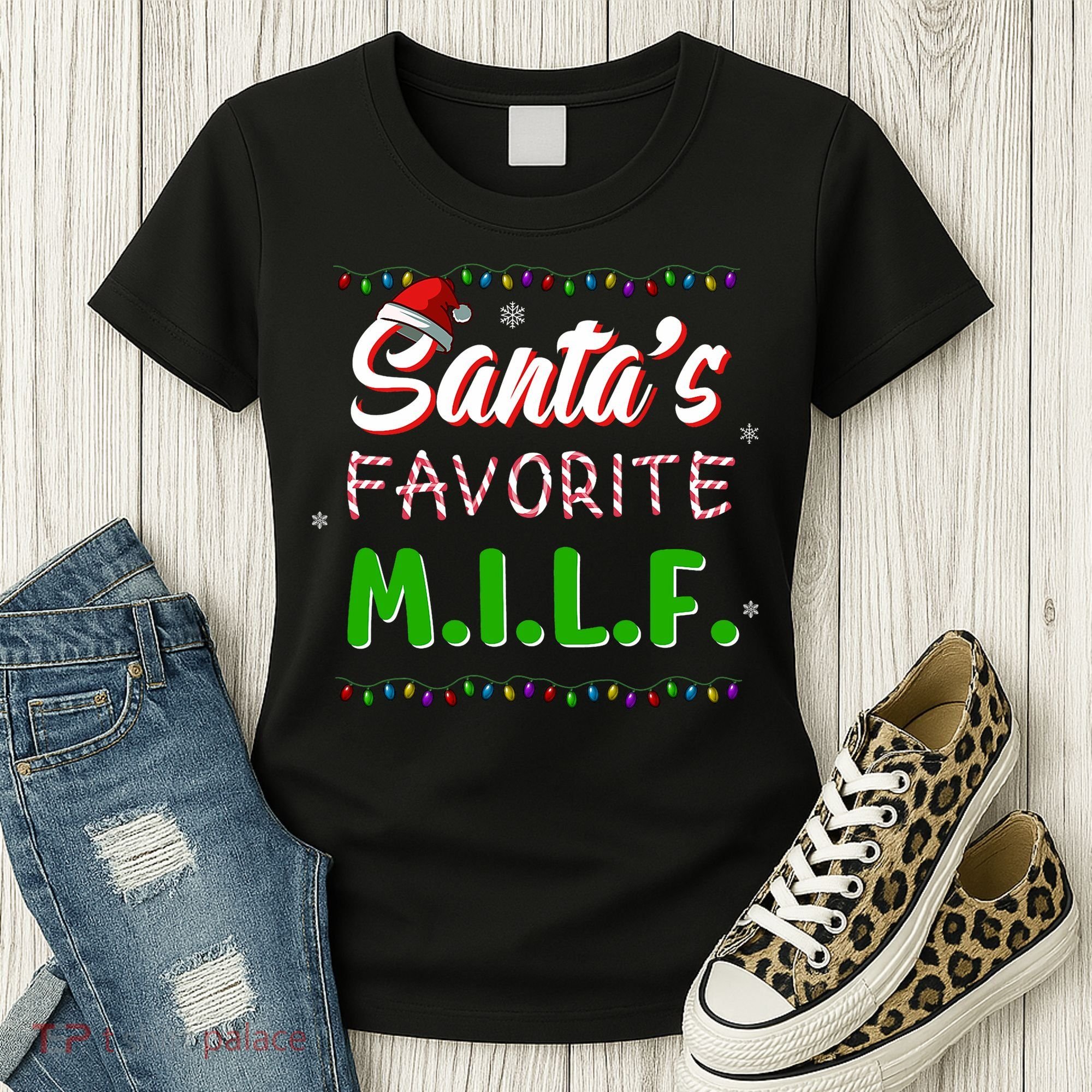 SantaS Favorite Milf Christmas Santa Hat Light Women's T-Shirt