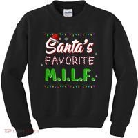 SantaS Favorite Milf Christmas Santa Hat Light Kids Sweatshirt thumb 0