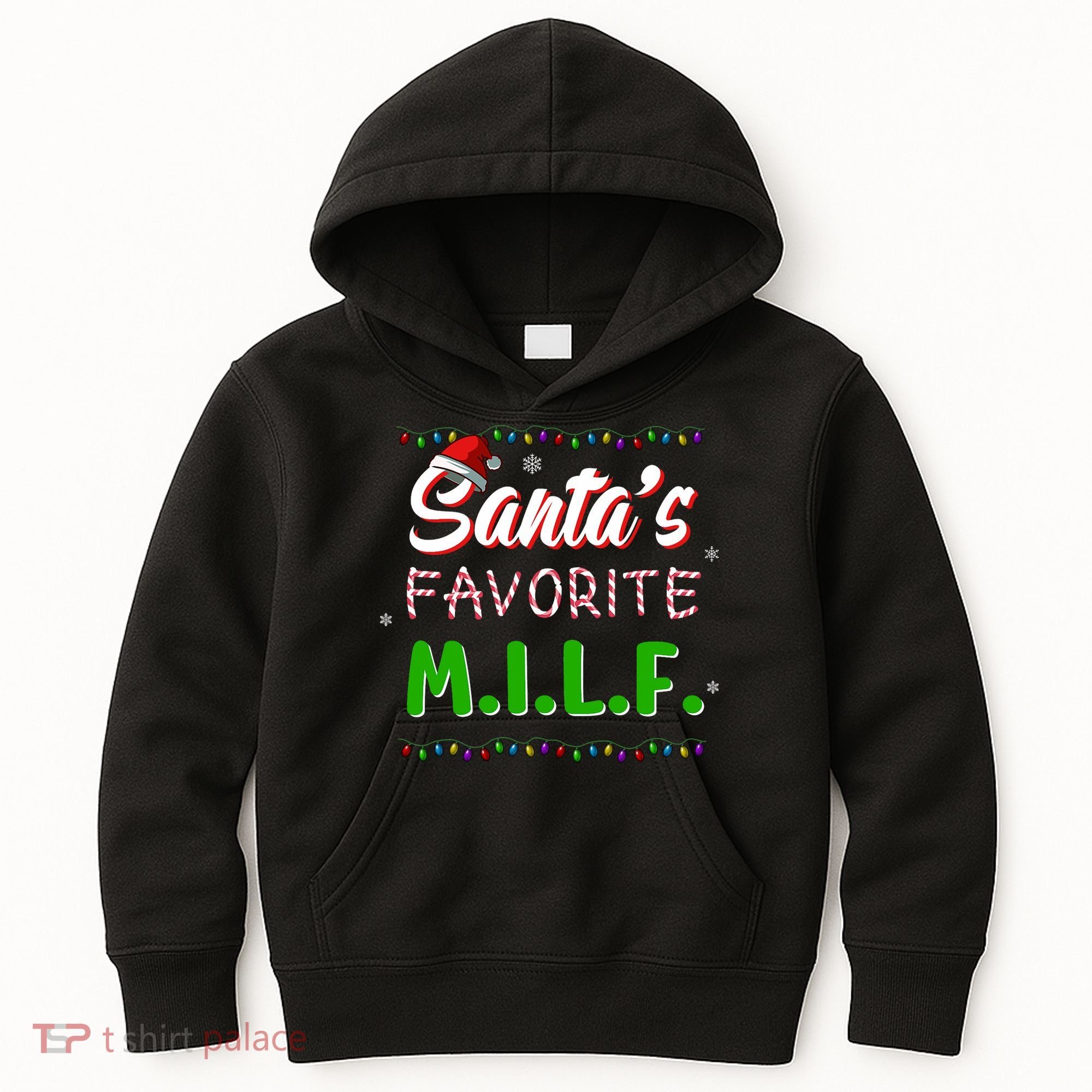 SantaS Favorite Milf Christmas Santa Hat Light Kids Hoodie