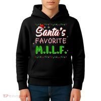 SantaS Favorite Milf Christmas Santa Hat Light Kids Hoodie thumb 4