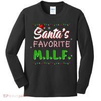 SantaS Favorite Milf Christmas Santa Hat Light Kids Long Sleeve Shirt thumb 0