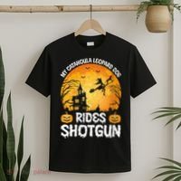 S Funny My Catahoula Leopard Dog Rides Shotgun Halloween Vneck T-Shirt thumb 2