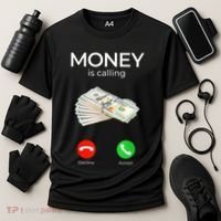 Sarcastic Funny Money Is Calling Cash Business Cooling Performance Crew T-Shirt thumb 3