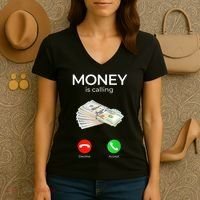 Sarcastic Funny Money Is Calling Cash Business Women's V-Neck T-Shirt thumb 3