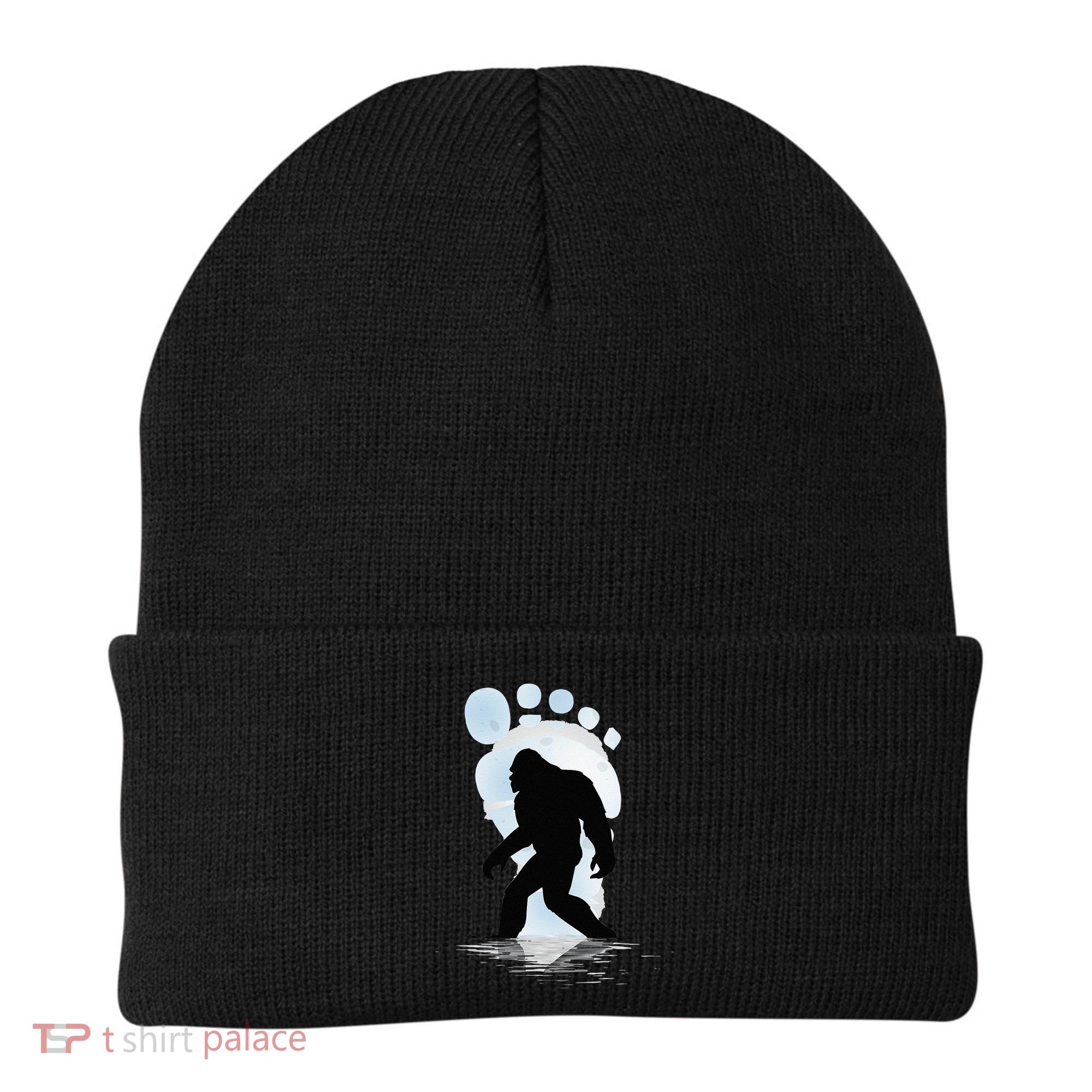 Sasquatch Footprint Moon Light Bigfoot Lovers Gifts Beanie
