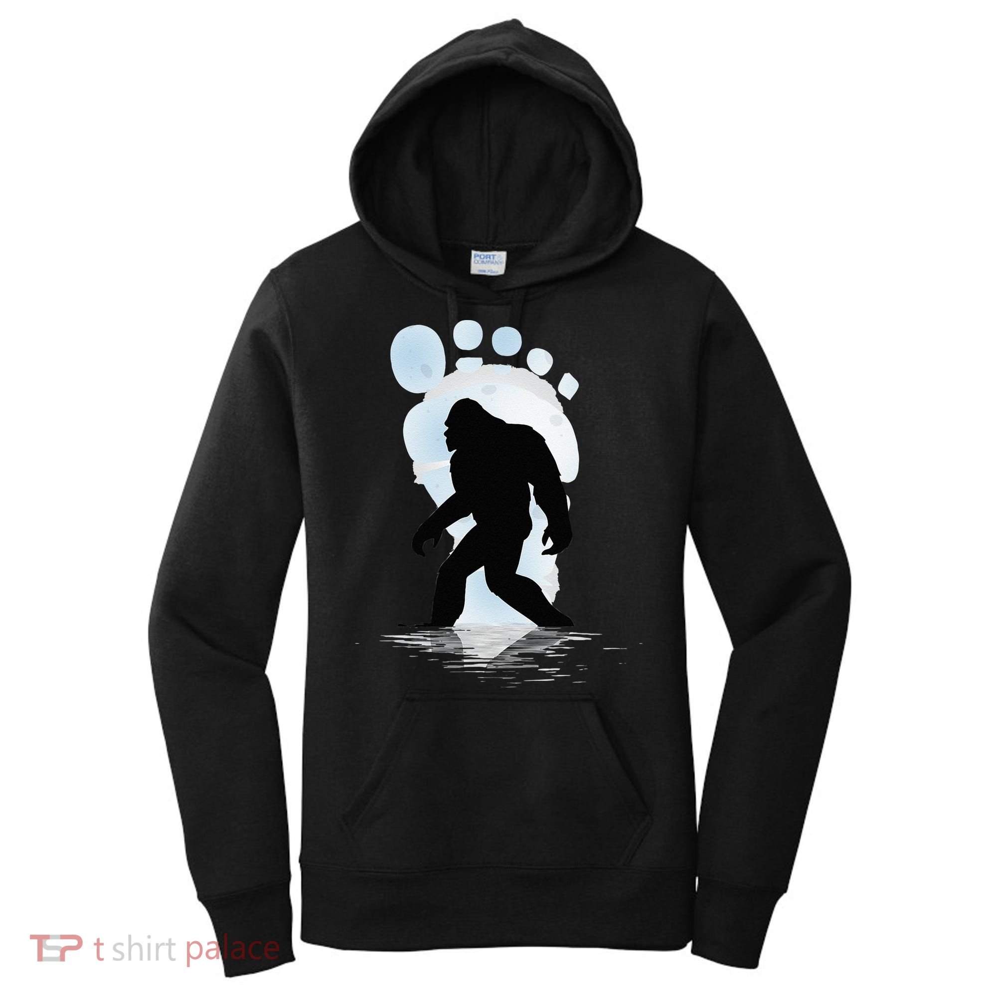 Sasquatch Footprint Moon Light Bigfoot Lovers Gifts Women's Hoodie