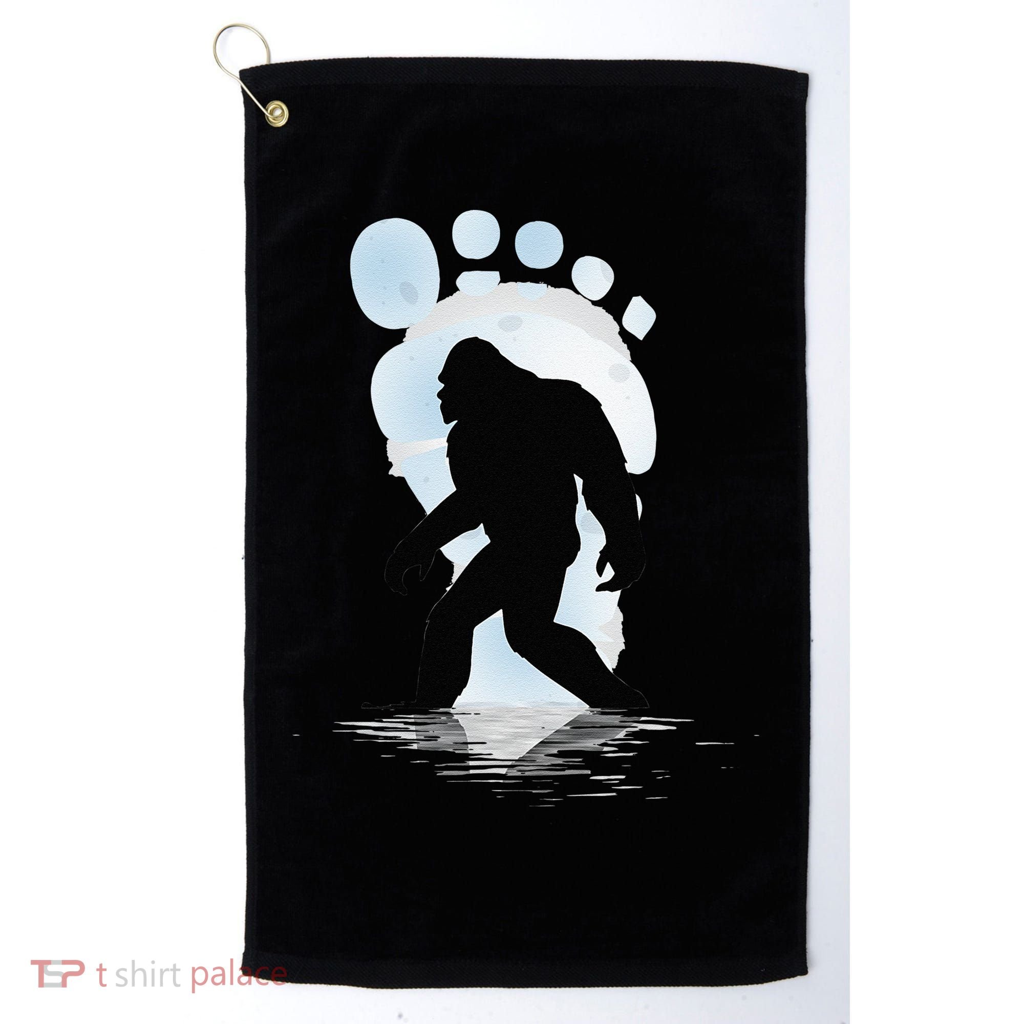 Sasquatch Footprint Moon Light Bigfoot Lovers Gifts Golf Towel