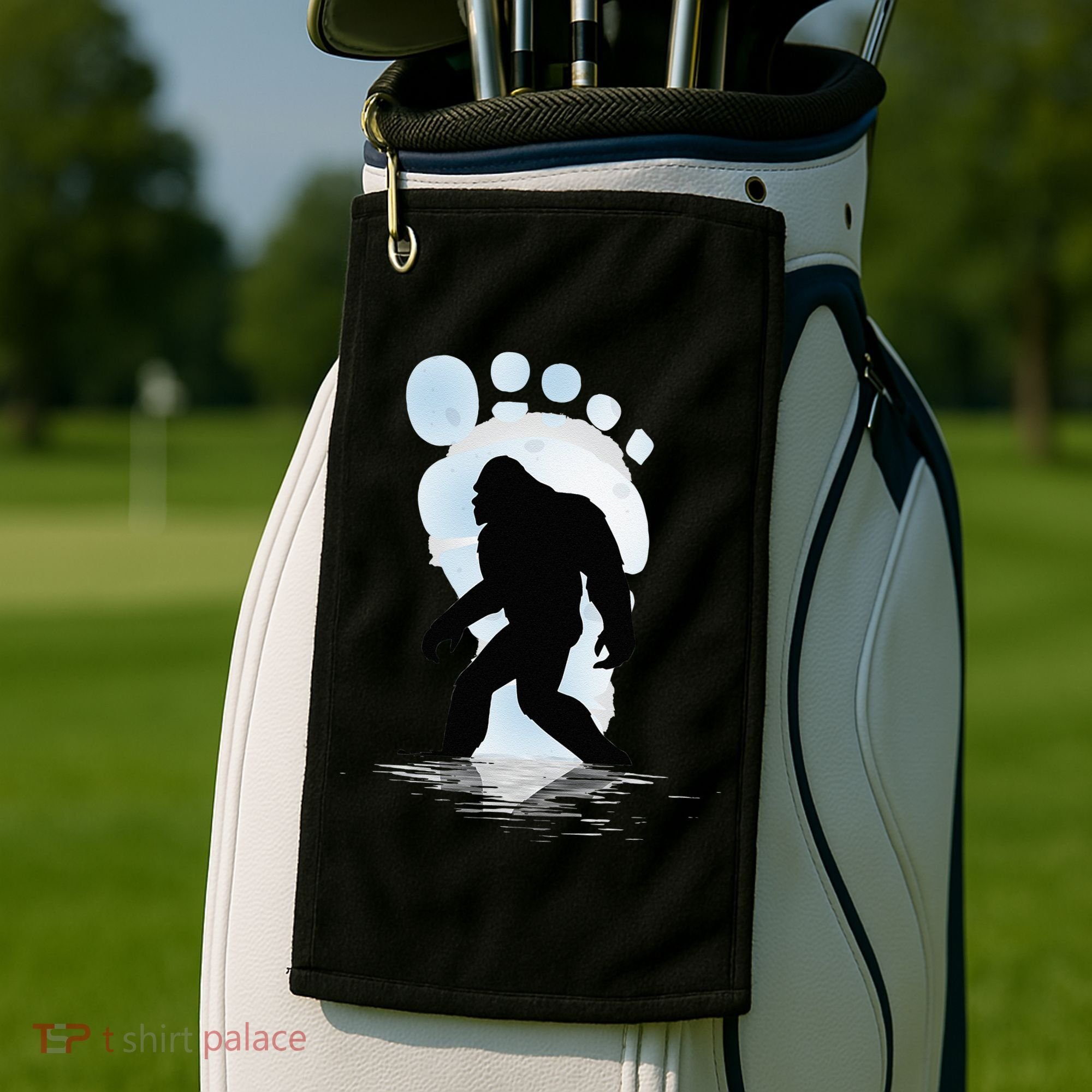 Sasquatch Footprint Moon Light Bigfoot Lovers Gifts Golf Towel