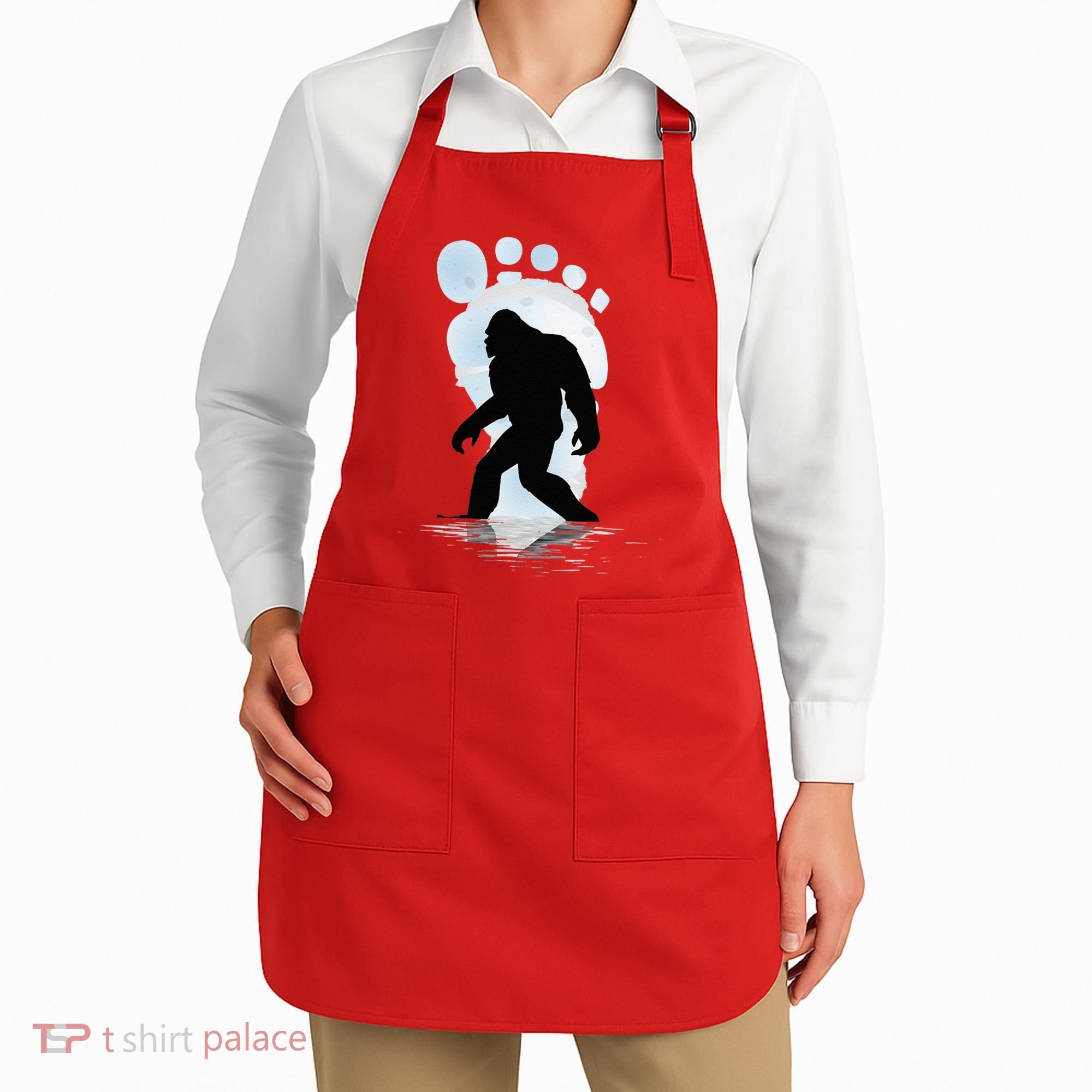 Sasquatch Footprint Moon Light Bigfoot Lovers Gifts Apron