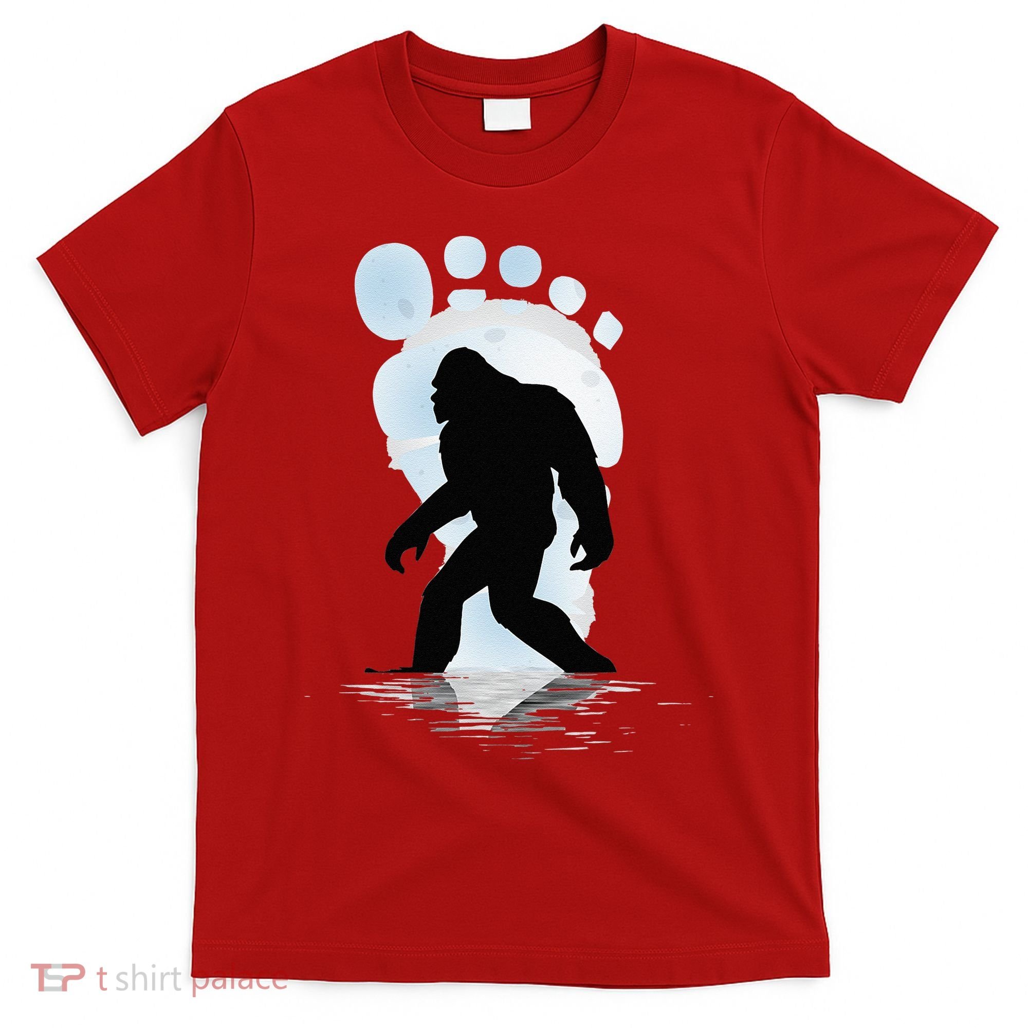 Sasquatch Footprint Moon Light Bigfoot Lovers Gifts T-Shirt