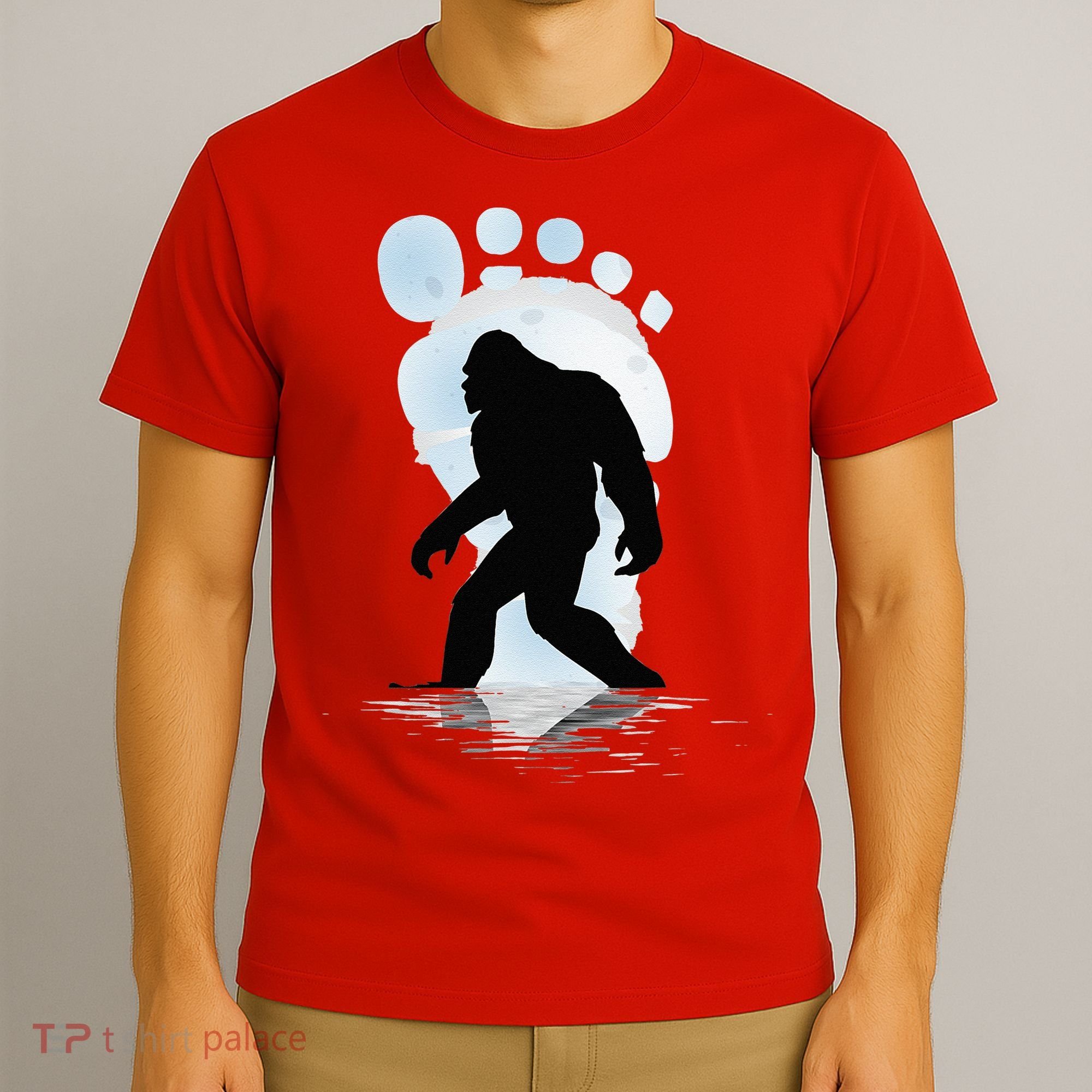 Sasquatch Footprint Moon Light Bigfoot Lovers Gifts T-Shirt