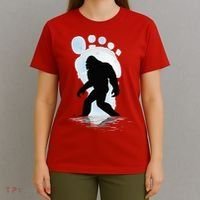 Sasquatch Footprint Moon Light Bigfoot Lovers Gifts T-Shirt thumb 4